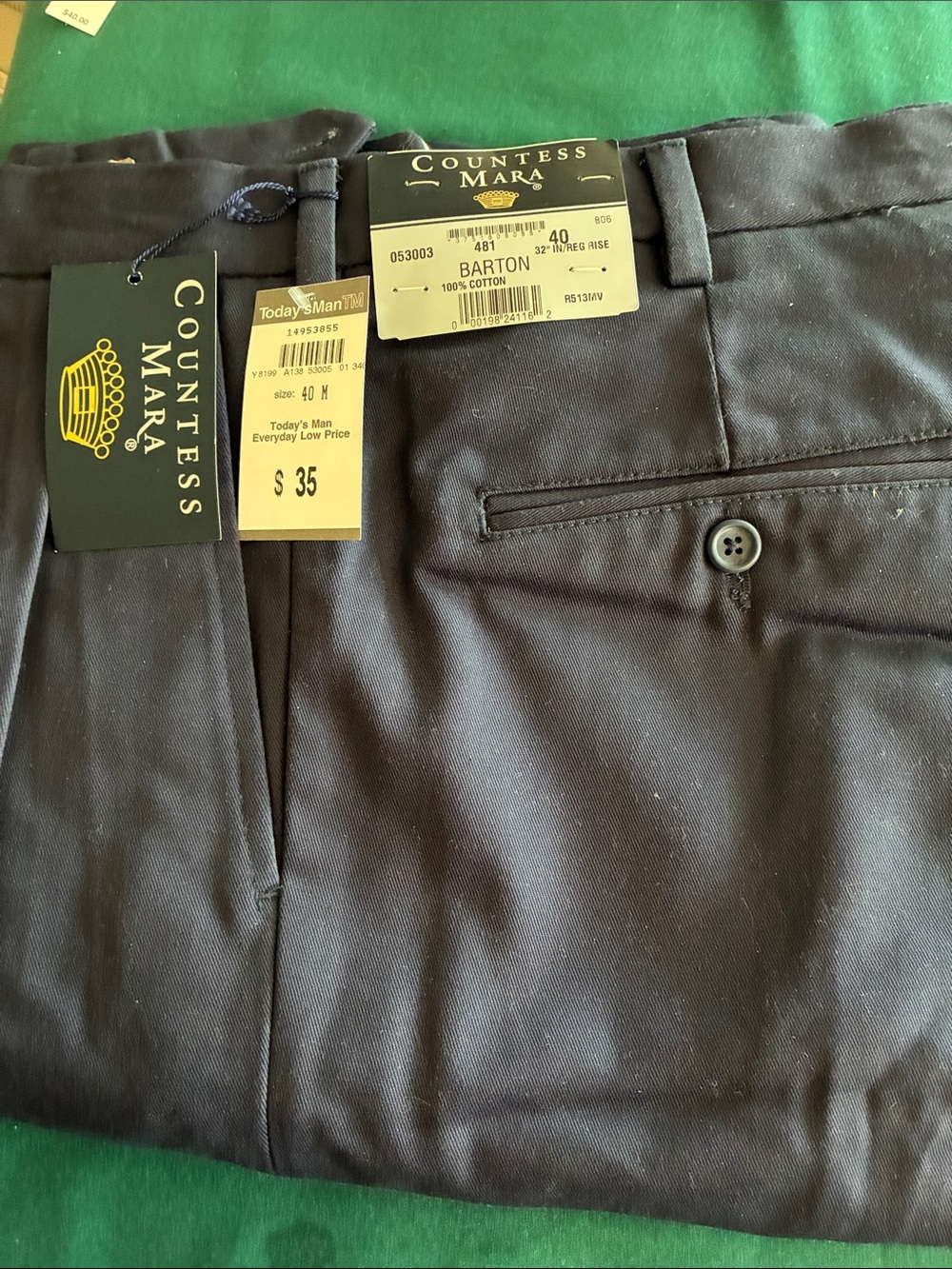 Men's Countess Mara Barton Cotton Dress Pants in Dark Navy